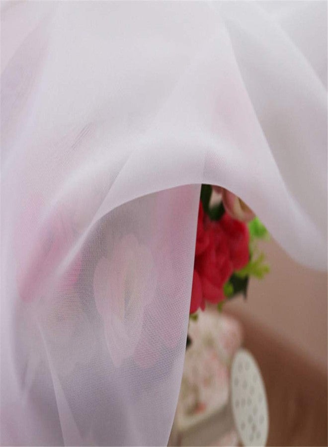 WPKIRA 1 Panel Ribbon Tie Up Solid White Roman Curtain Transparent Sheer Voile Balloon Shades with Solid Stripes Lift Sheer Curtain Drapes Voile Valances Cafe Kitchen W39 x L55 Inch - Image 5
